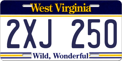 WV license plate 2XJ250
