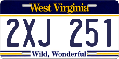 WV license plate 2XJ251