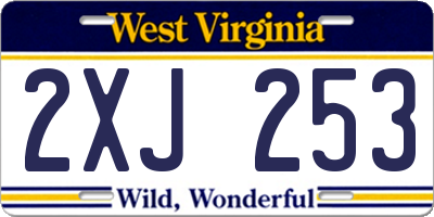 WV license plate 2XJ253