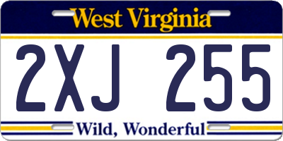 WV license plate 2XJ255