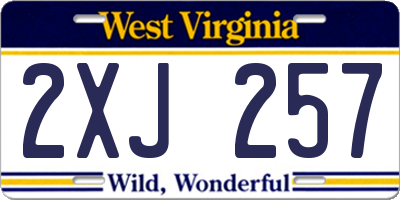 WV license plate 2XJ257
