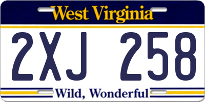 WV license plate 2XJ258
