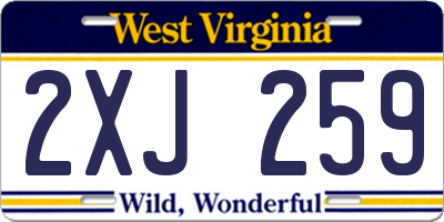 WV license plate 2XJ259