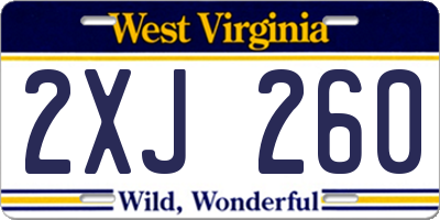 WV license plate 2XJ260