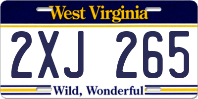 WV license plate 2XJ265