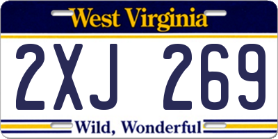 WV license plate 2XJ269