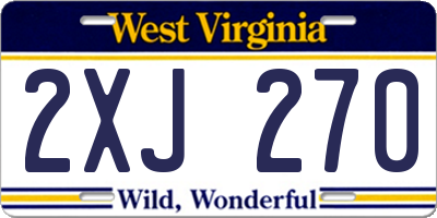 WV license plate 2XJ270