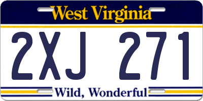 WV license plate 2XJ271