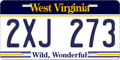 WV license plate 2XJ273