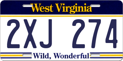 WV license plate 2XJ274