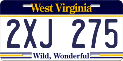 WV license plate 2XJ275