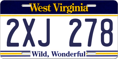 WV license plate 2XJ278