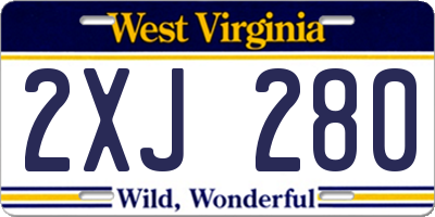 WV license plate 2XJ280