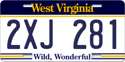 WV license plate 2XJ281