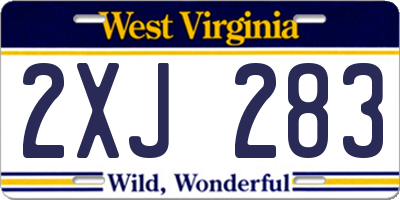 WV license plate 2XJ283