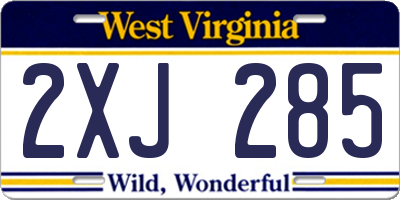 WV license plate 2XJ285