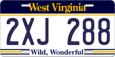 WV license plate 2XJ288