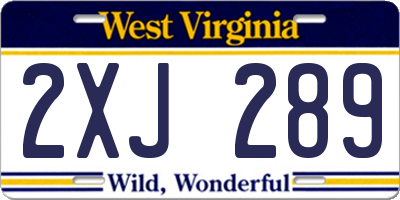 WV license plate 2XJ289