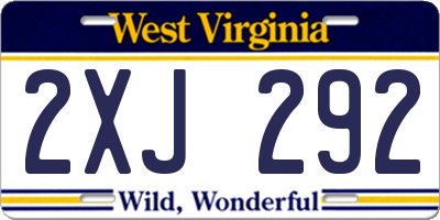 WV license plate 2XJ292