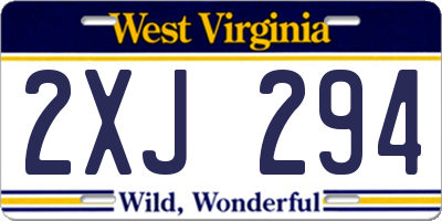WV license plate 2XJ294