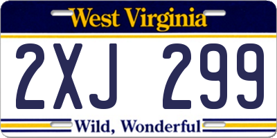 WV license plate 2XJ299