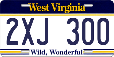 WV license plate 2XJ300