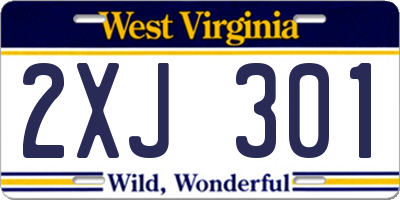 WV license plate 2XJ301