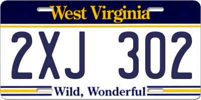 WV license plate 2XJ302