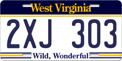 WV license plate 2XJ303