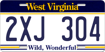WV license plate 2XJ304
