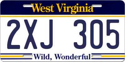 WV license plate 2XJ305