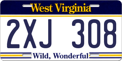 WV license plate 2XJ308