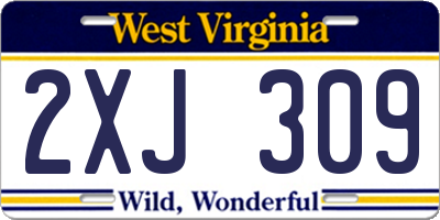 WV license plate 2XJ309