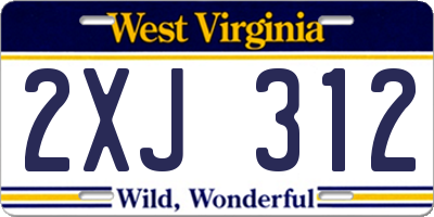 WV license plate 2XJ312