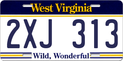 WV license plate 2XJ313