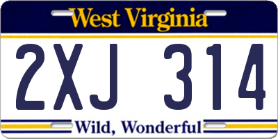 WV license plate 2XJ314