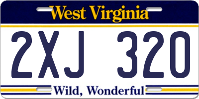 WV license plate 2XJ320