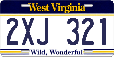 WV license plate 2XJ321