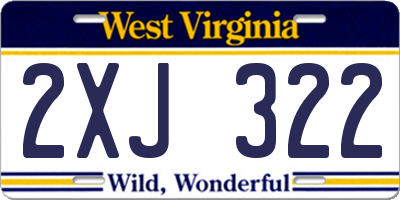 WV license plate 2XJ322
