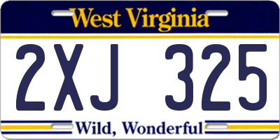 WV license plate 2XJ325