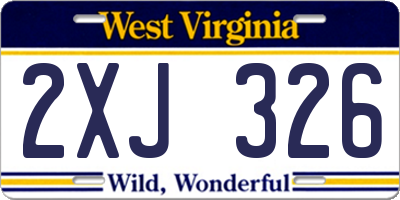 WV license plate 2XJ326