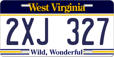 WV license plate 2XJ327