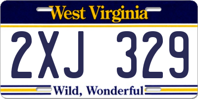 WV license plate 2XJ329