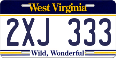 WV license plate 2XJ333