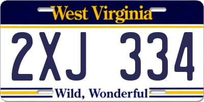 WV license plate 2XJ334