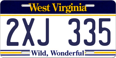 WV license plate 2XJ335