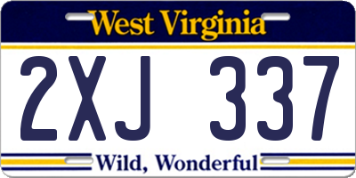 WV license plate 2XJ337