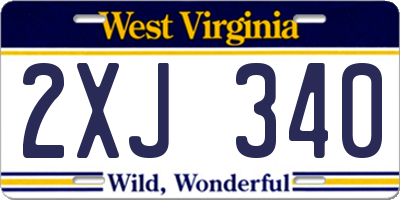 WV license plate 2XJ340