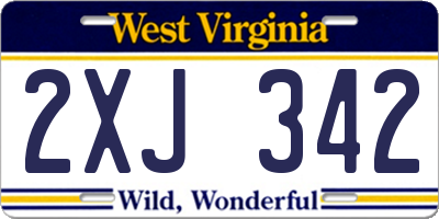 WV license plate 2XJ342