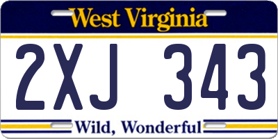 WV license plate 2XJ343